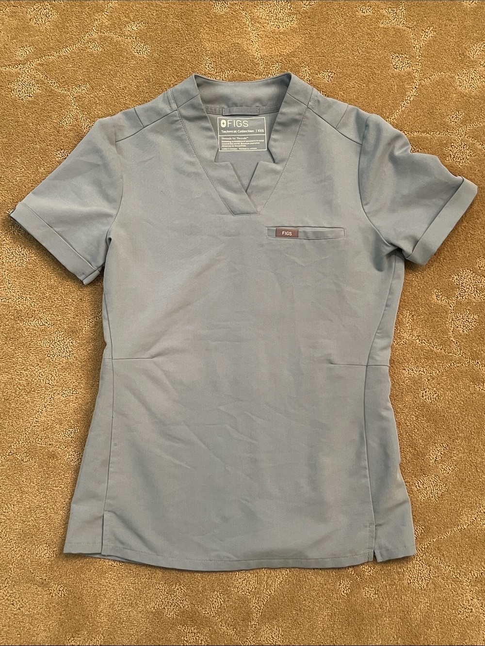 Figs Inala Slim Blue Pride Patch Scrub Top, XXS